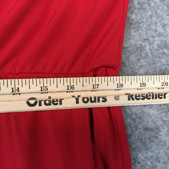 J Jason Wu Jumpsuit XL Solid Red Sleeveless City Knit Pockets Wide Leg Ruched - Picture 10 of 16